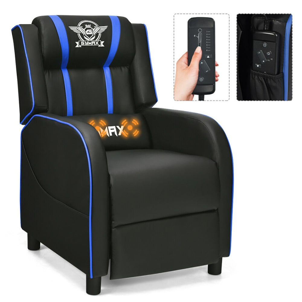 Hommoo Recliner Chair, Reclining Chair,Lounge Chair,Massage Racing Gaming Single Recliner Chair-Blue Image 7