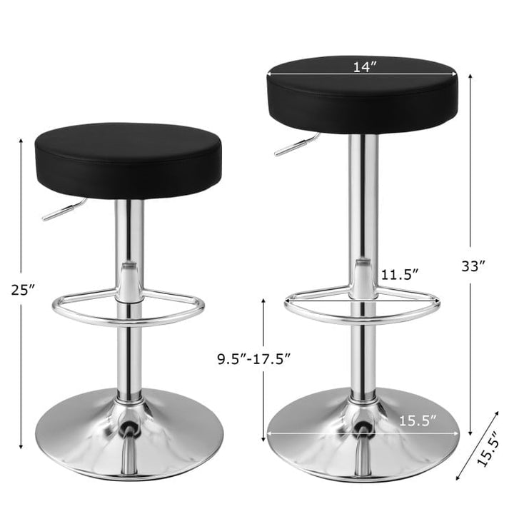 Hommoo 1 PC Round Bar Stool Adjustable Swivel Pub Chair-Black, Bar Height Stools, Bar Stools for Kitchen Island for Image 2