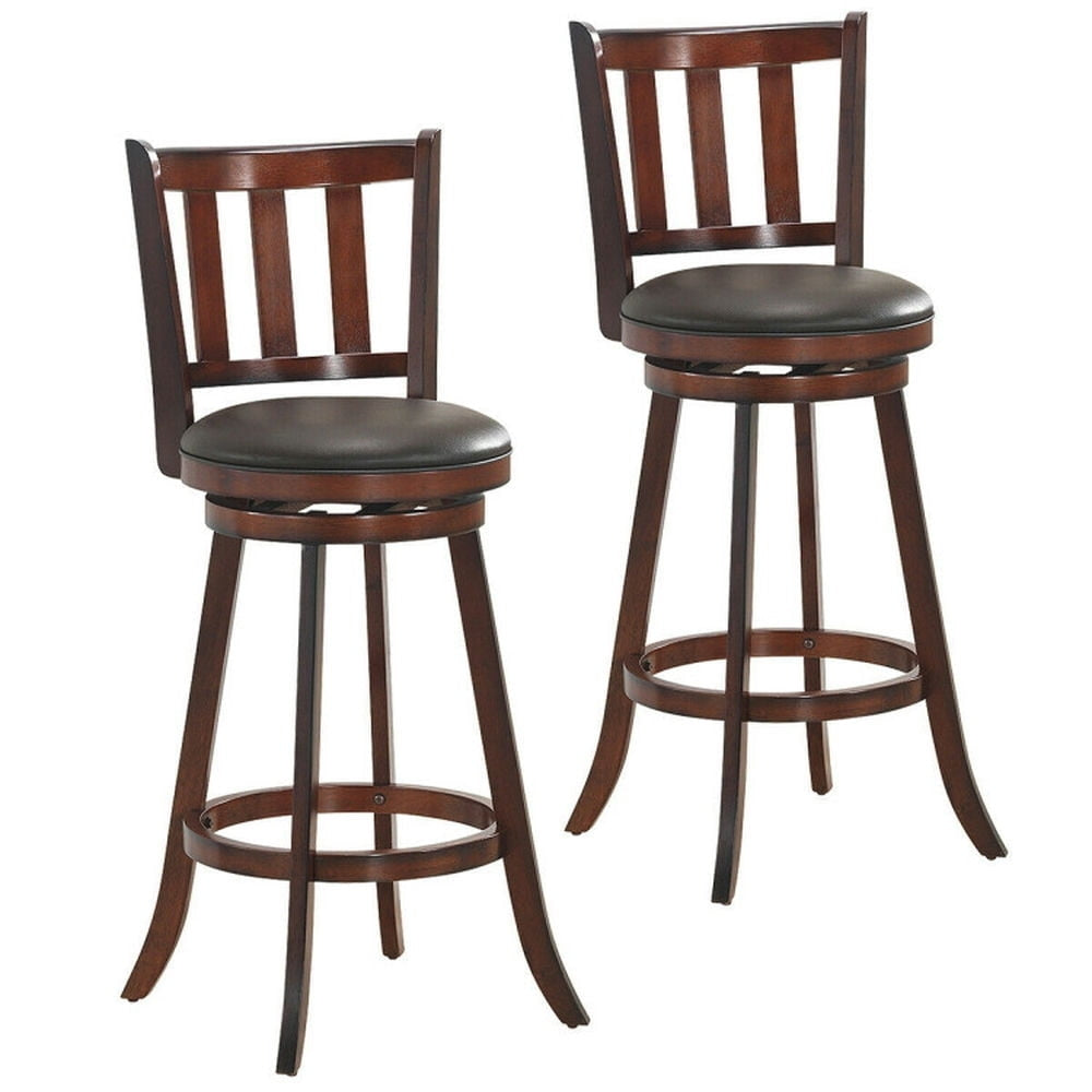 Hommoo 2 Pieces 360 Degree Swivel Wooden Counter Height Bar Stool Set with Cushioned Seat-31 inches, Bar Stools for Image 4