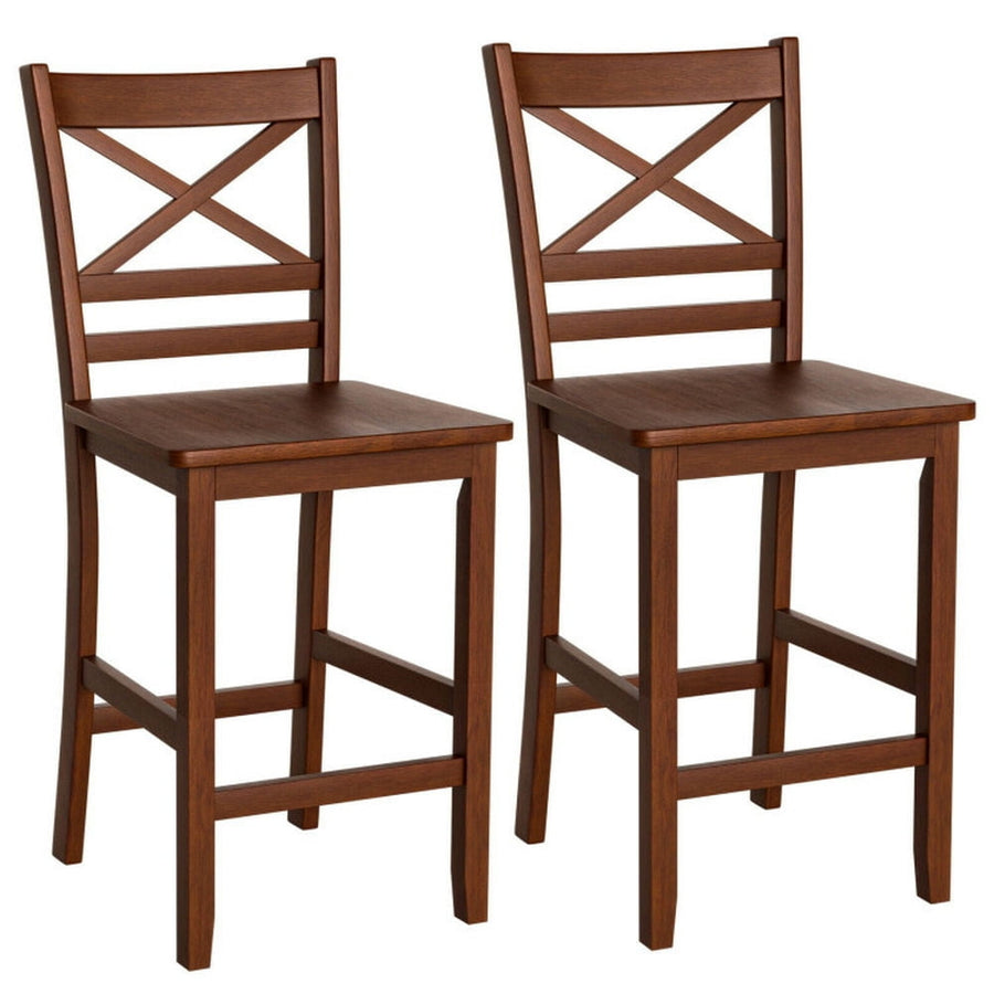 Hommoo Set of 2 Bar Stools 25 Inch Counter Height Chairs with Rubber Wood Legs, Bar Height Stools, Bar Stools for Image 1