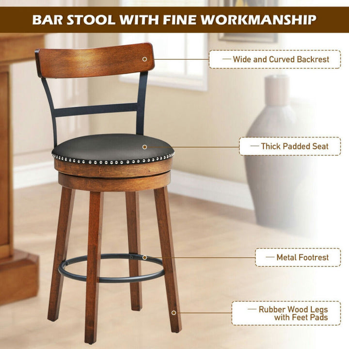 Hommoo 30.5 Inch 360-Degree Swivel Stools with Leather Padded Seat Image 4