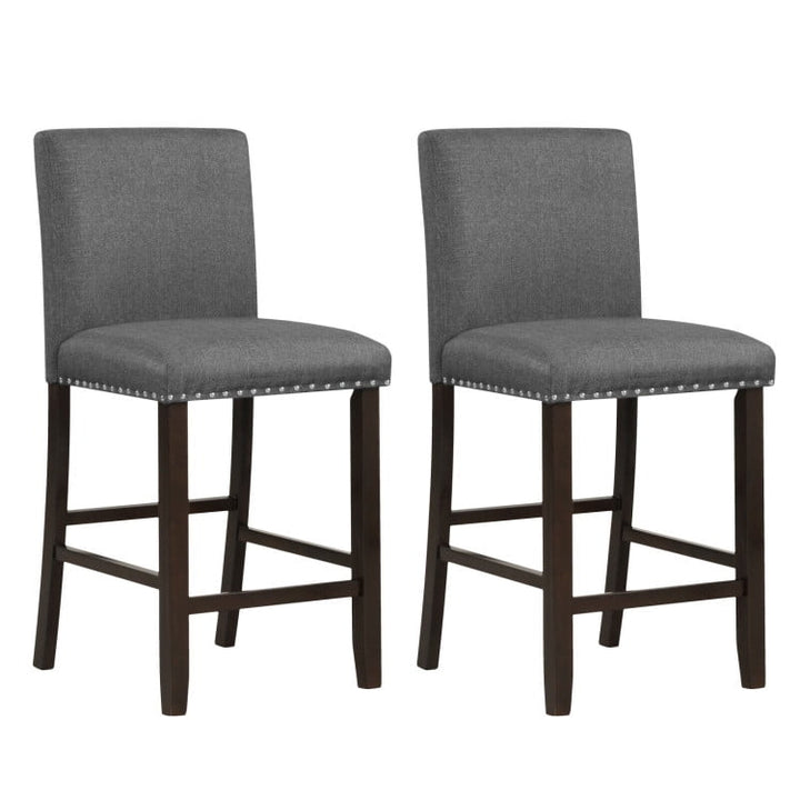 Hommoo Set of 2 Linen Fabric Bar Stools with Back for Kitchen Island, Bar Height Stools, Bar Stools for Kitchen Image 1