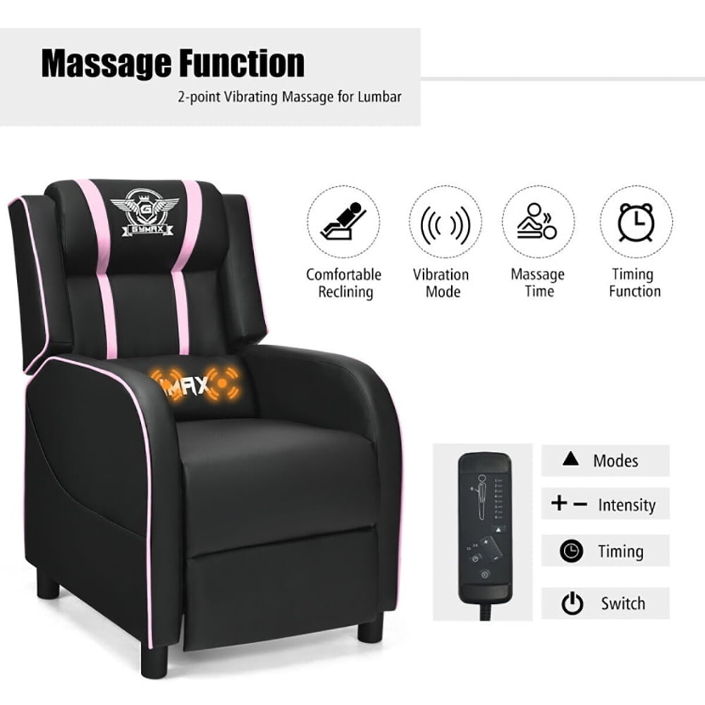 Hommoo Recliner Chair, Reclining Chair,Lounge Chair,Massage Racing Gaming Single Recliner Chair-Pink Image 3