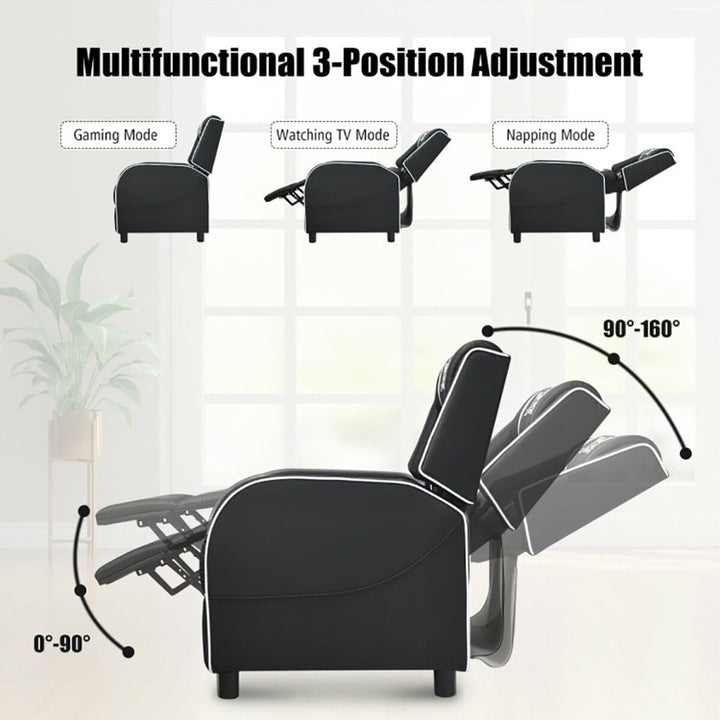 Hommoo Recliner Chair, Reclining Chair,Lounge Chair,Massage Racing Gaming Single Recliner Chair-White Image 2