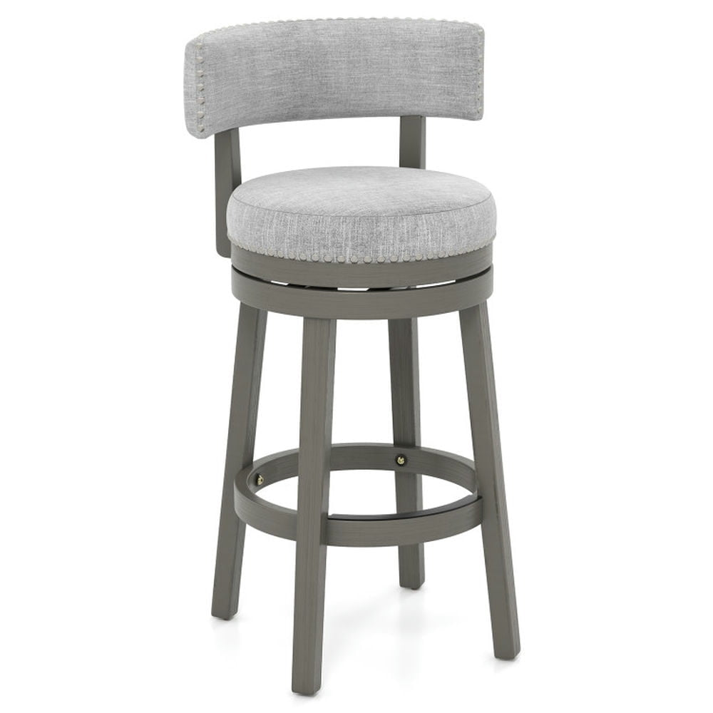 Hommoo 27/31 Inch Swivel Bar Stool with Upholstered Back Seat and Footrest-31 inches, Bar Height Stools, Bar Stools for Image 1