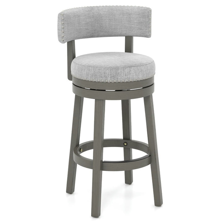 Hommoo 27/31 Inch Swivel Bar Stool with Upholstered Back Seat and Footrest-31 inches, Bar Height Stools, Bar Stools for Image 1