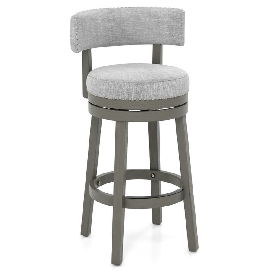 Hommoo 27/31 Inch Swivel Bar Stool with Upholstered Back Seat and Footrest-31 inches, Bar Height Stools, Bar Stools for Image 1