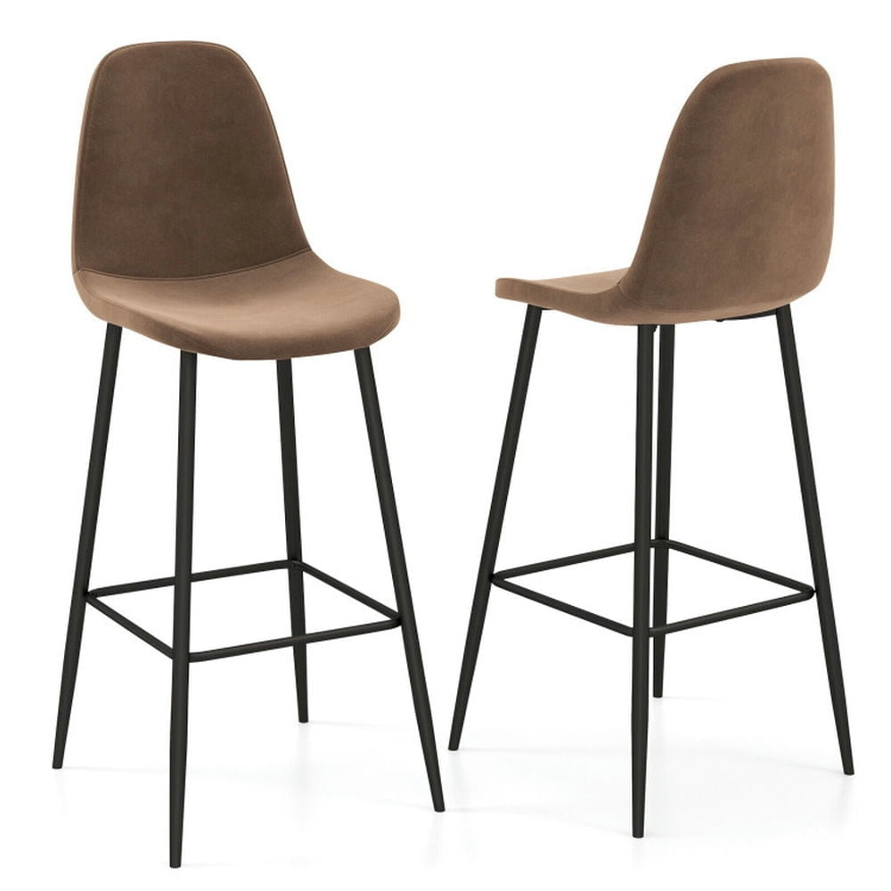 Hommoo 29.5 Inches High Back Bar Stools Set of 2-Brown, Bar Height Stools, Bar Stools for Kitchen Island for Kitchen, Image 1