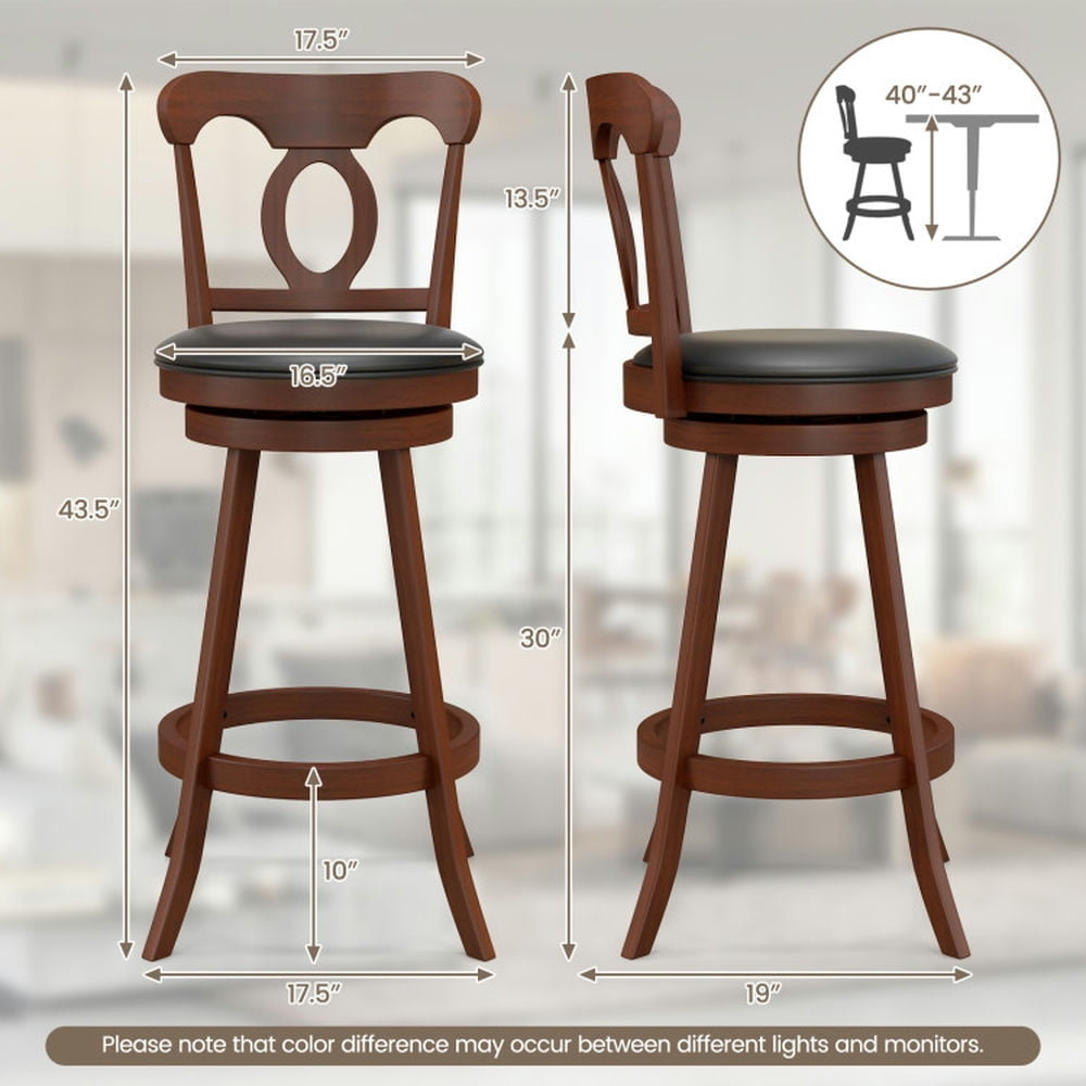 Hommoo Set of 2 24/30 Inch Swivel Bar Stools with Footrest-30 inches, Bar Height Stools, Bar Stools for Kitchen Image 4