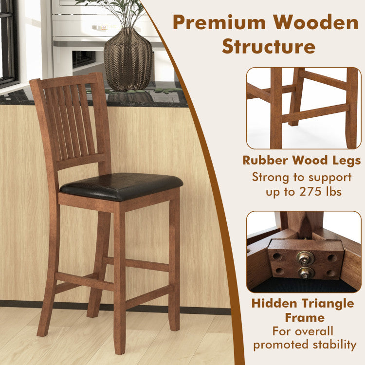 Hommoo 2-Piece Bar Chair Set Counter Height Bar Stool with Backrest-Walnut, Bar Height Stools, Bar Stools for Kitchen Image 2