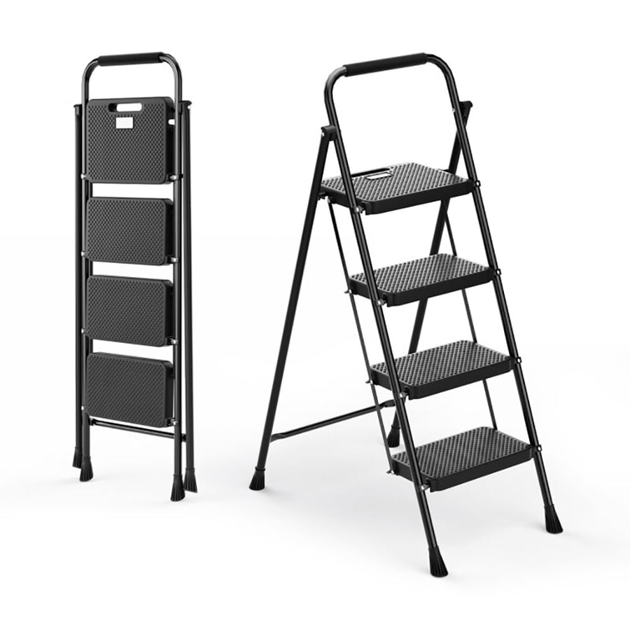 Hommoo Step Ladder, Folding Step Stool, Stepladders,Portable Folding 4 Step Ladder Stool for Adults with Wide Anti-Slip Image 1