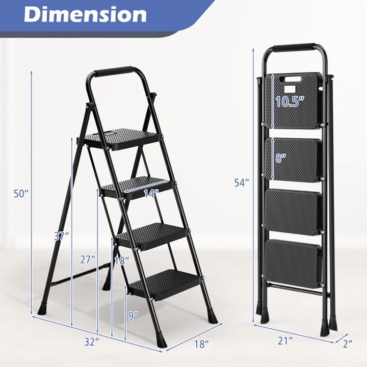 Hommoo Step Ladder, Folding Step Stool, Stepladders,Portable Folding 4 Step Ladder Stool for Adults with Wide Anti-Slip Image 2