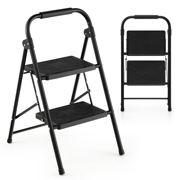 Hommoo Step Ladder, Folding Step Stool, Stepladders,2-Step/3-Step Ladder with Wide Anti-Slip Pedal-2-Step Image 1