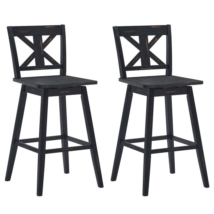 Hommoo Set of 2 360-Degree Swivel Bar Stools for Home Restaurant-Black, Bar Height Stools, Bar Stools for Kitchen Image 1