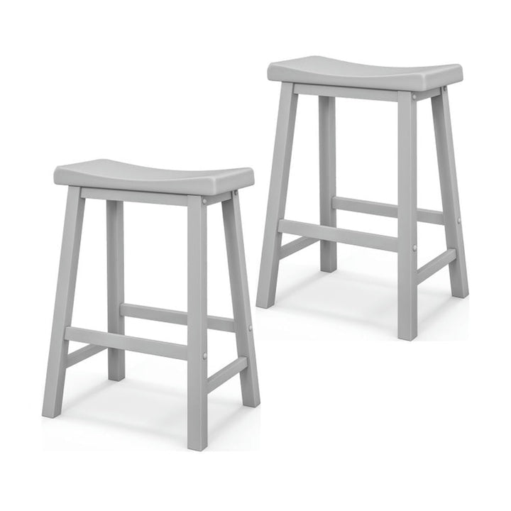 Hommoo Set of 2 24 Inch Counter Height Stools with Solid Wood Legs-Gray, Bar Height Stools, Bar Stools for Kitchen Image 1