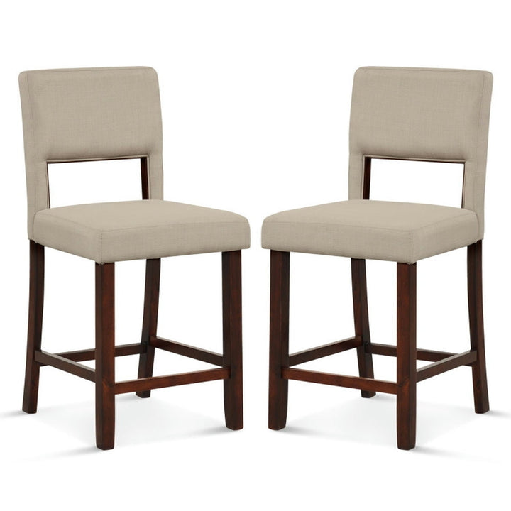 Hommoo 2 Piece Bar Chair Set with Hollowed Back and Rubber Wood Legs-Beige, Bar Height Stools, Bar Stools for Kitchen Image 1