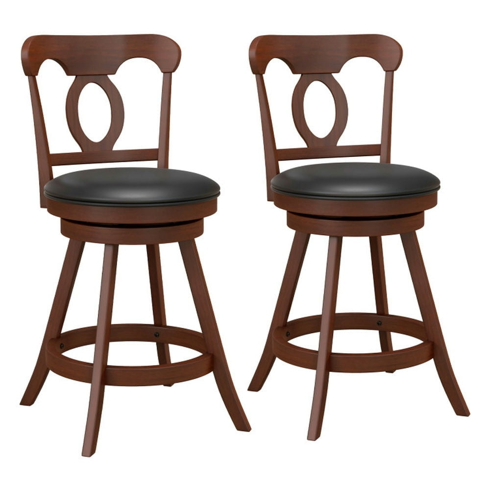 Hommoo Set of 2 24/30 Inch Swivel Bar Stools with Footrest-24 inches, Bar Height Stools, Bar Stools for Kitchen Image 1