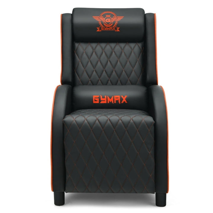 Hommoo Recliner Chair, Massage Gaming Recliner Chair with Headrest and Adjustable Backrest for Home Theater-Orange Image 1