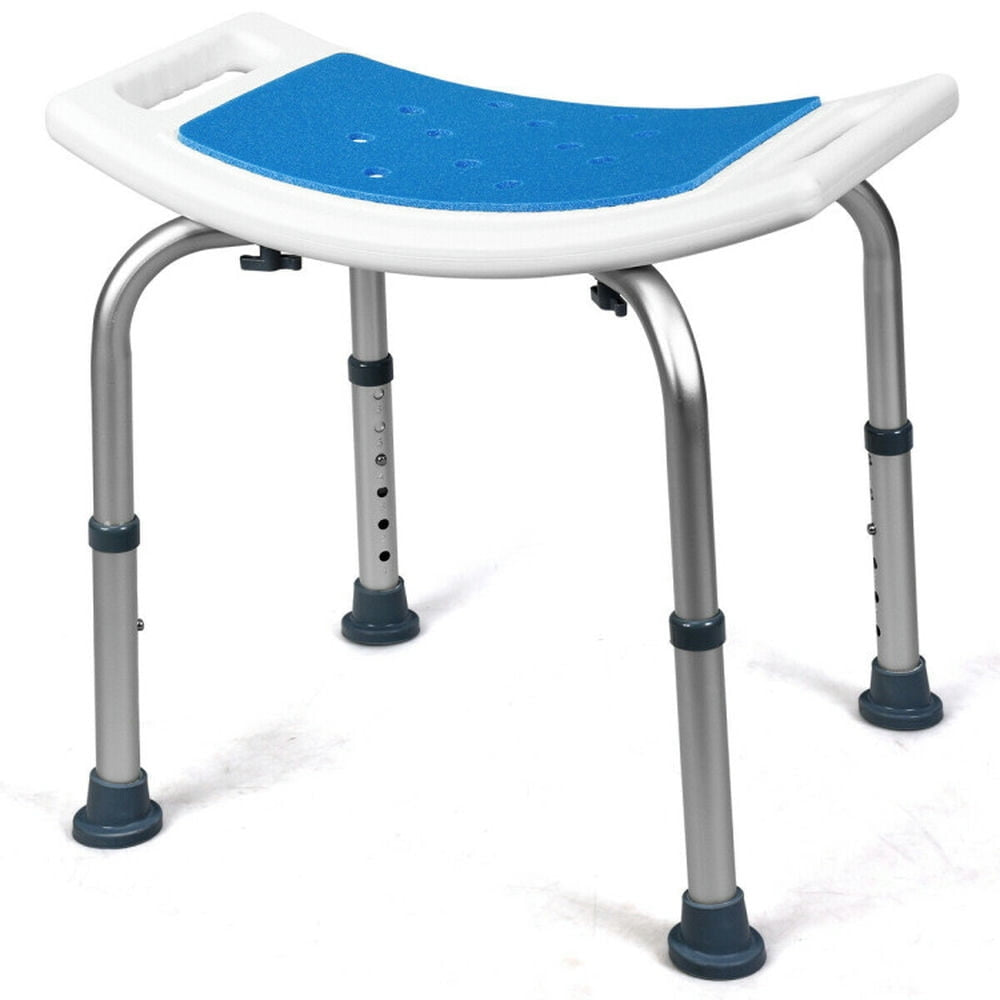 Hommoo Shower Chair Seat,Shower Chair Spa Bathtub Seat Bench,Shower Stool 6 Adjustable Heights Non-Slip Padded Blue Seat Image 1