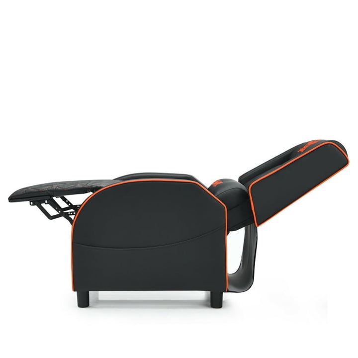 Hommoo Recliner Chair, Massage Gaming Recliner Chair with Headrest and Adjustable Backrest for Home Theater-Orange Image 6