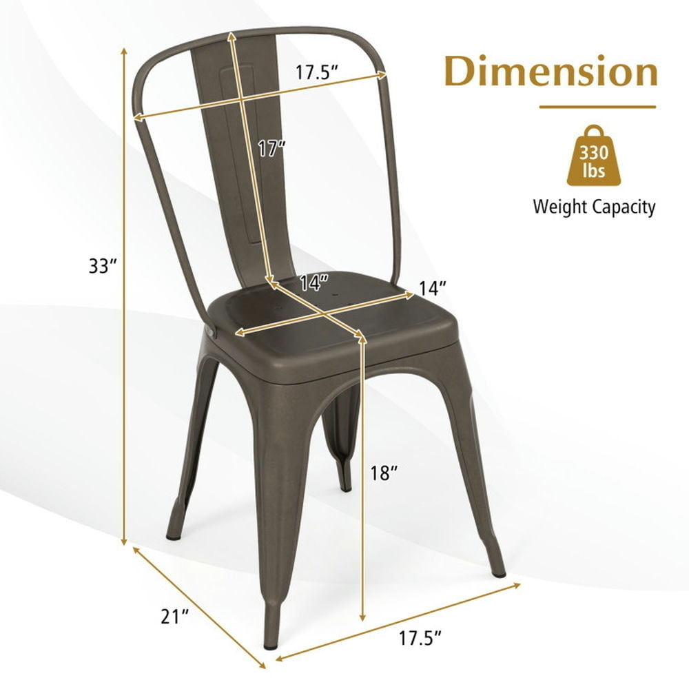 Hommoo Dining Chairs, Kitchen Chairs Trattoria Chairs,4 Pcs Modern Bar Stools with Removable Back and Rubber Feet-Gun Image 3