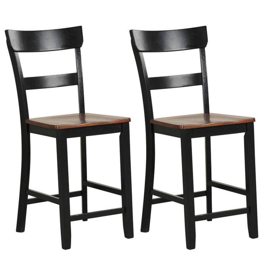 Hommoo Dining Chairs, Kitchen Chairs Trattoria Chairs,Farmhouse Dining Bar Stool Set of 2 with Solid Rubber Wood Image 1