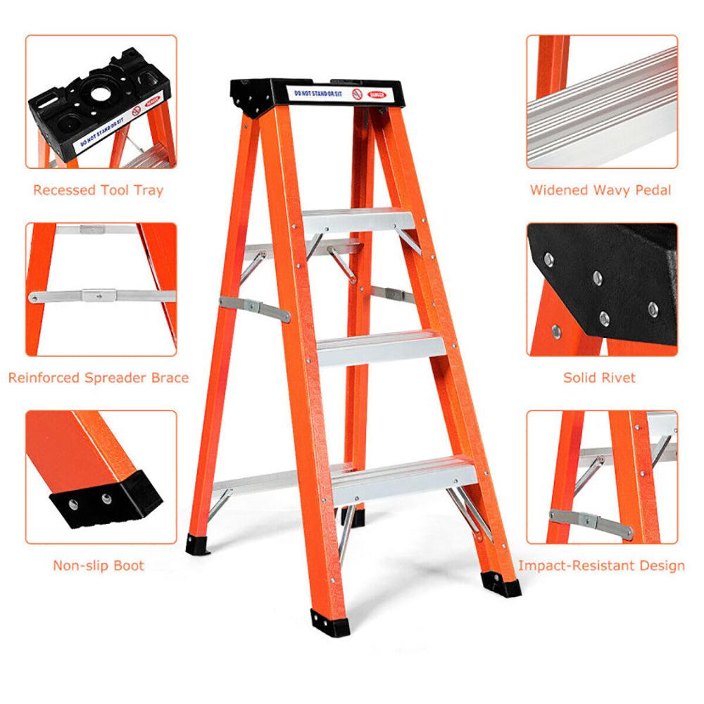 Hommoo Folding Stool, Step Ladder,3-Step Ladder Folding Step Stool Platform Image 3