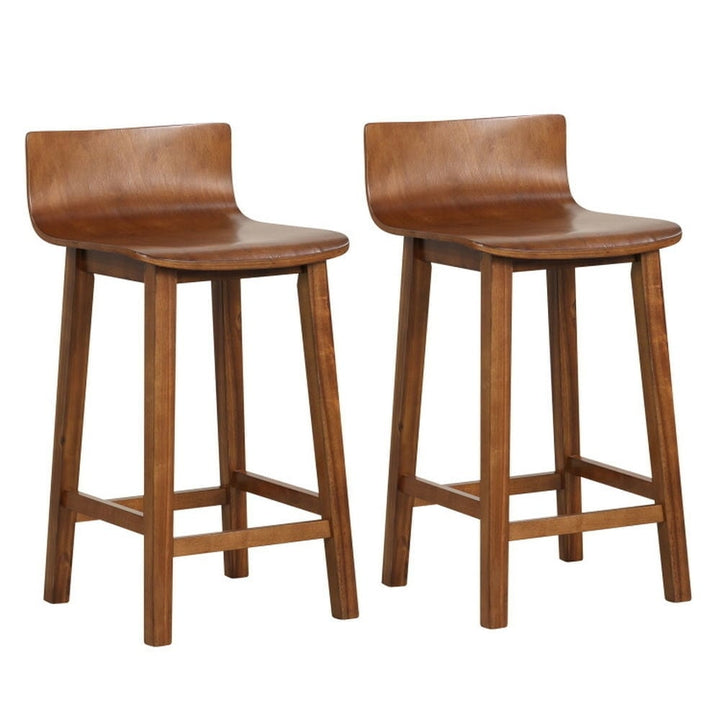 Hommoo Wood Bar Stools Set of 2 with Solid Back and Seat, Bar Height Stools, Bar Stools for Kitchen Island for Kitchen, Image 1