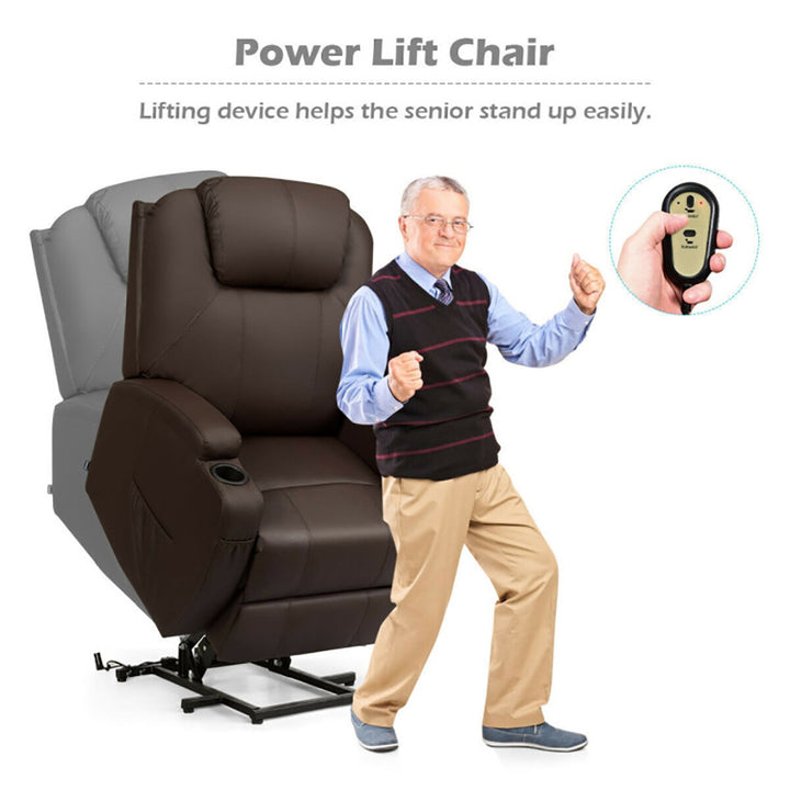 Hommoo Recliner Chair, Reclining Chair,Lounge Chair,Power Lift Recliner Chair with Massage and Heat for Elderly with Image 5