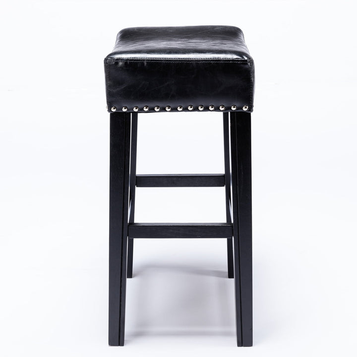 Hommoo 26" Backless Tufted PU Counter Stools, 2 Pieces Bar Stools for Dining Room, Black Image 2