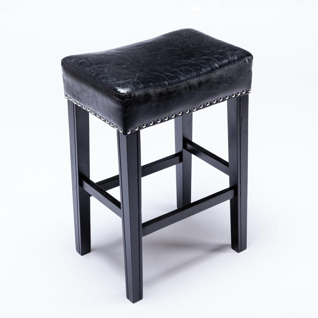 Hommoo 26" Backless Tufted PU Counter Stools, 2 Pieces Bar Stools for Dining Room, Black Image 5