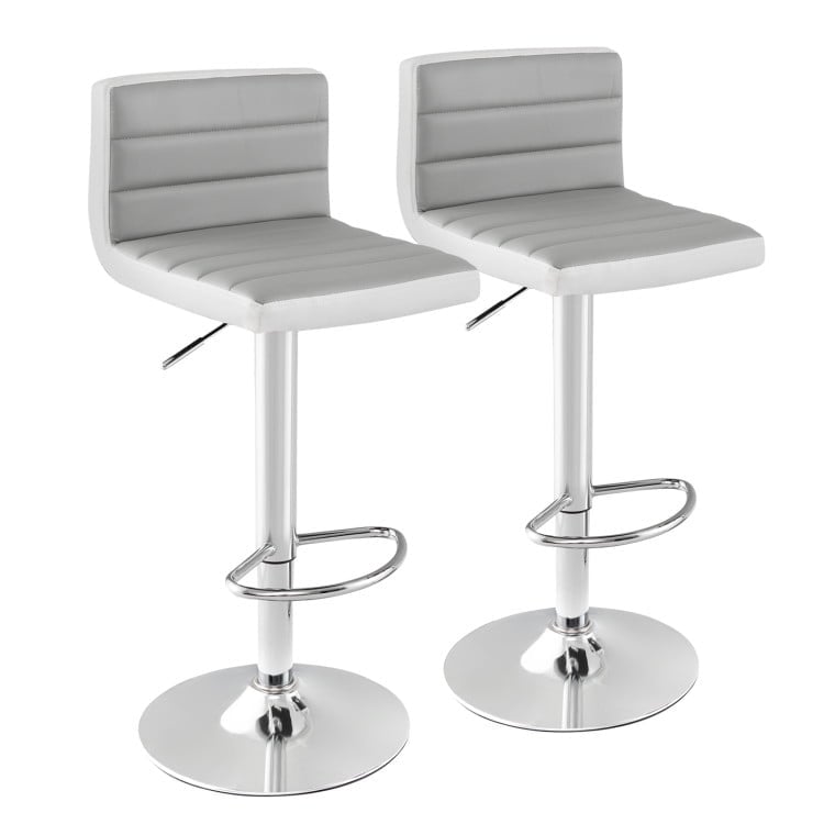 Hommoo Modern Set of 2 Adjustable Counter Height Bar Stools Dining Chairs with Adjustable Height, Grey PU Leather Image 1