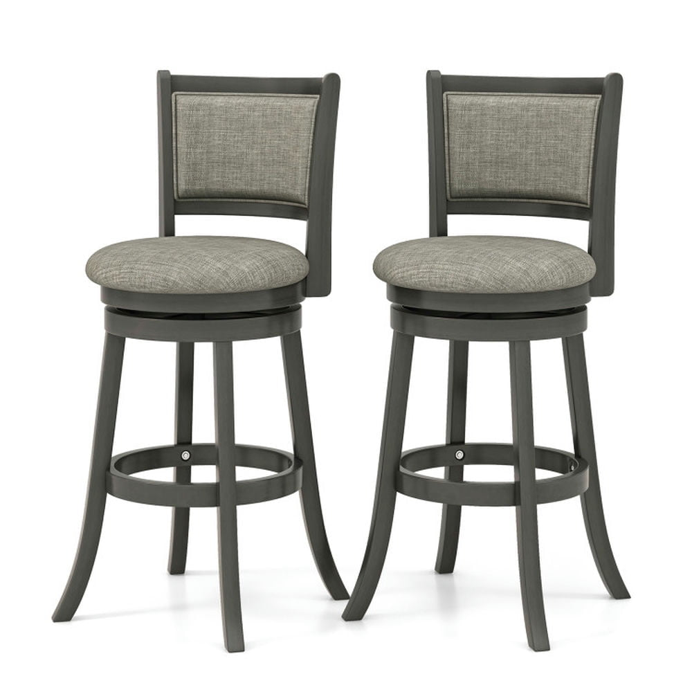 Hommoo Swivel Bar Stools Set of 2 with Soft-padded Back and Seat-L, Bar Height Stools, Bar Stools for Kitchen Image 1