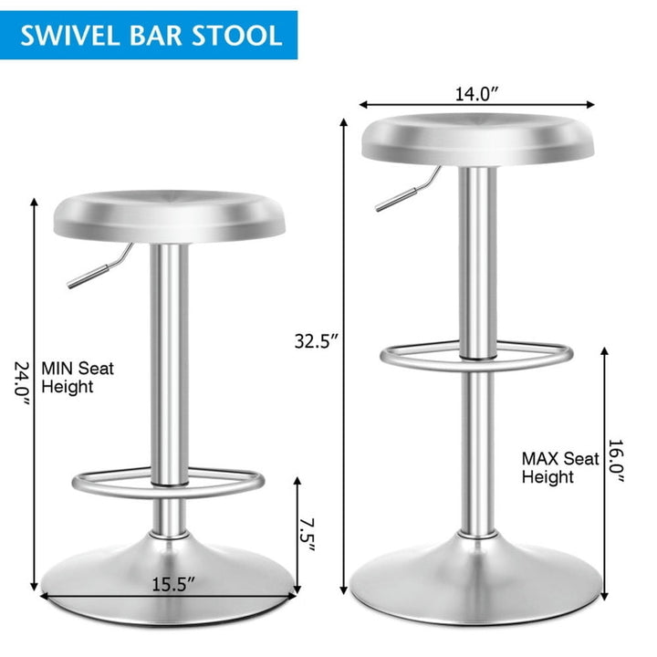 Hommoo Modern Swivel Adjustable Height Bar Stool with Footrest for Pub Bistro Kitchen Dining-1 Piece, Bar Stools for Image 3