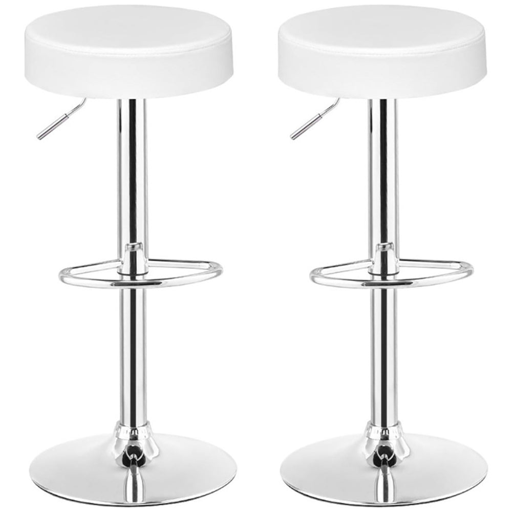 Hommoo Round Bar Stool Set of 2 PU Leather Adjustable Backless Counter Height Barstool, for Kitchen Counter Island Image 2