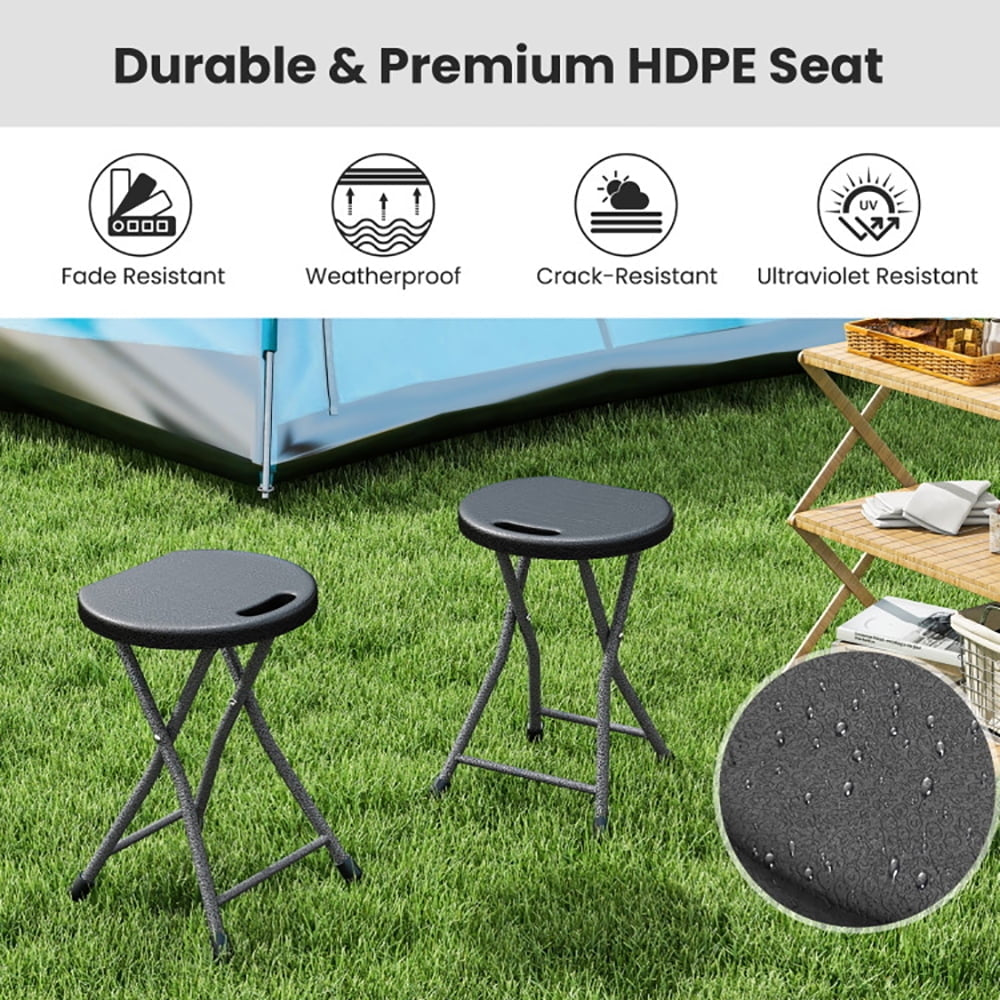 Hommoo Folding Stool with Built-in Handle for Adults-2 Pieces, Camping Chairs for Adult Hiking Fishing Beach Image 2