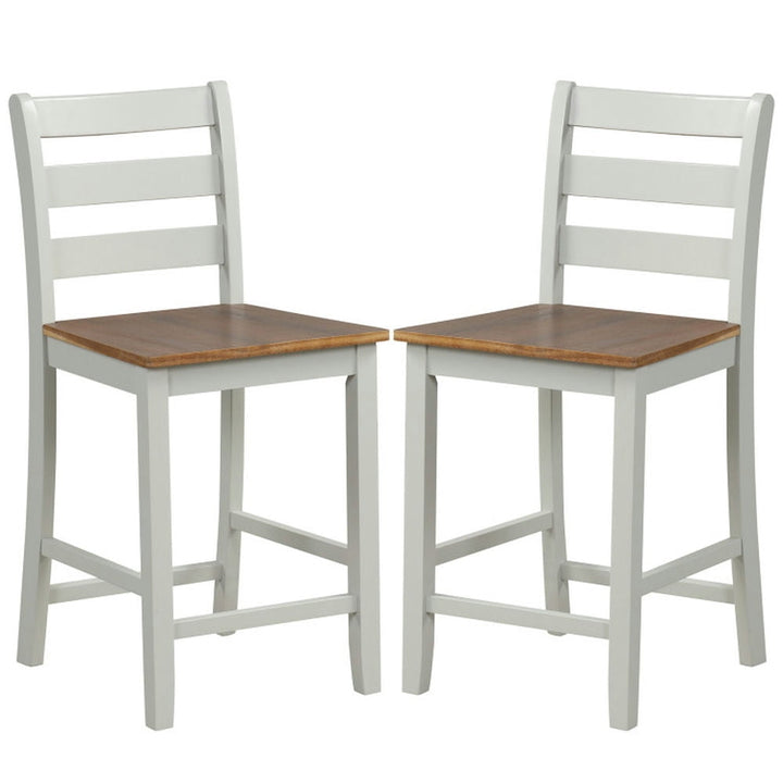 Hommoo Set of 2 Counter Bar Stool with Inclined Backrest and Footrest-Gray, Bar Height Stools, Bar Stools for Kitchen Image 1