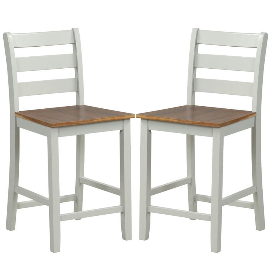 Hommoo Set of 2 Counter Bar Stool with Inclined Backrest and Footrest-Gray, Bar Height Stools, Bar Stools for Kitchen Image 1