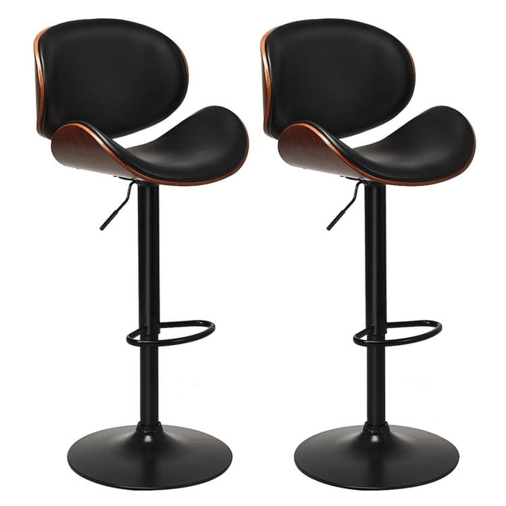 Hommoo Set of 2 Adjustable Swivel PU Leather Bar Stools with Curved Footrest, Bar Height Stools, Bar Stools for Kitchen Image 1