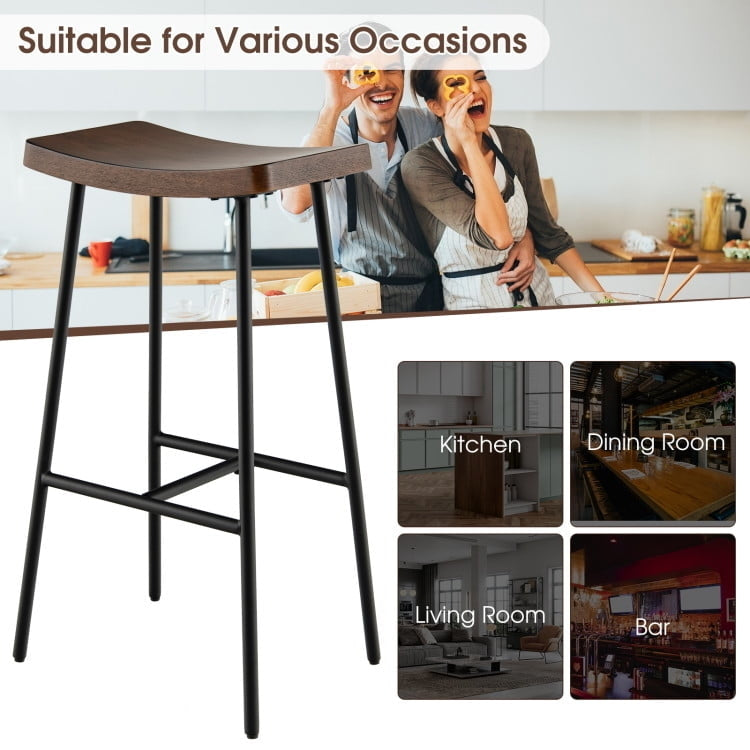 Hommoo 29 Inch Industrial Saddle Bar Stool with Metal Legs-29 inches, Bar Height Stools, Bar Stools for Kitchen Image 2