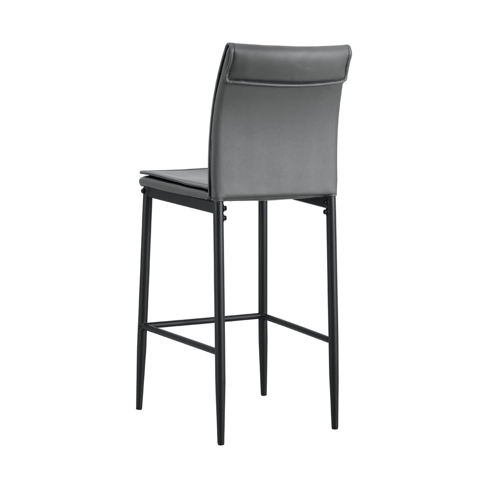 Hommoo 2 Pieces Counter Height Faux Leather Barstools, Modern Bar Stools with Back and Footrest, Gray Image 2