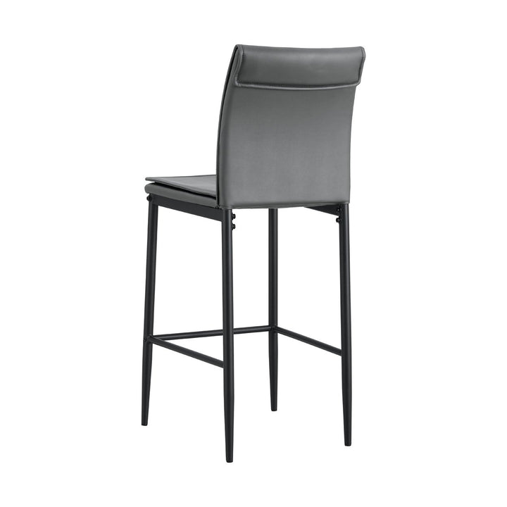 Hommoo 2 Pieces Counter Height Faux Leather Barstools, Modern Bar Stools with Back and Footrest, Gray Image 2