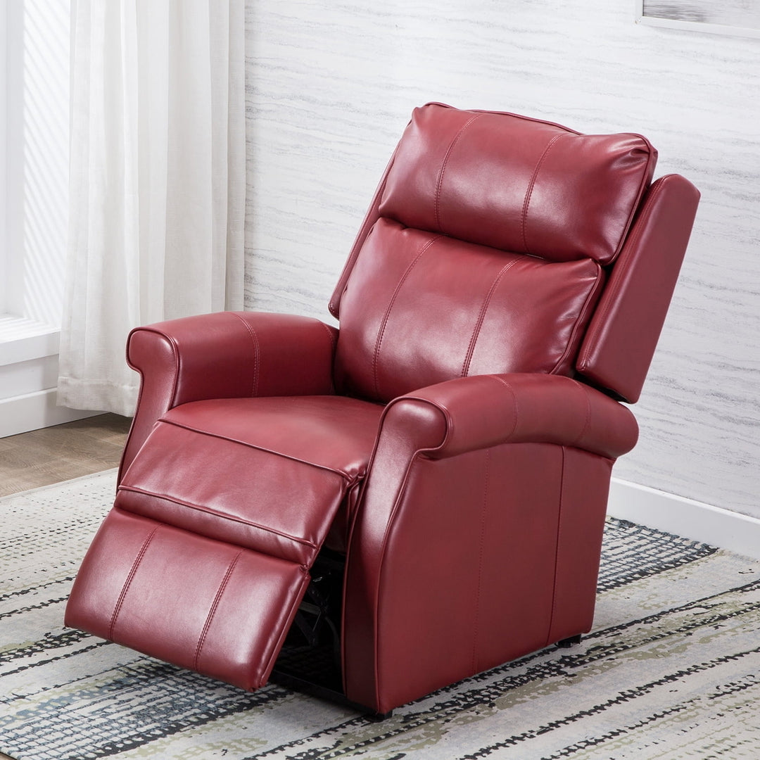 Hommoo Electric Power Lift Chairs Recliner, Faux Leather Upholstered Reclining Lifting Chair, Red Image 3