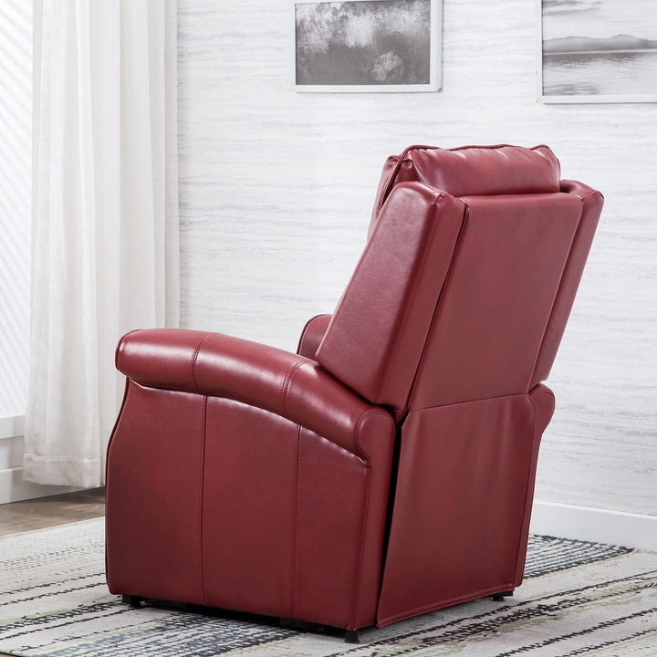 Hommoo Electric Power Lift Chairs Recliner, Faux Leather Upholstered Reclining Lifting Chair, Red Image 5