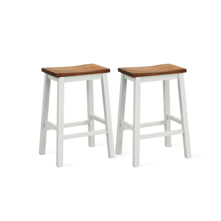 Hommoo Counter Bar Stools, Dining Stool,24.5-Inch Set of 2 Saddle Stools Bar Stools with Footrests for Kitchen Image 1