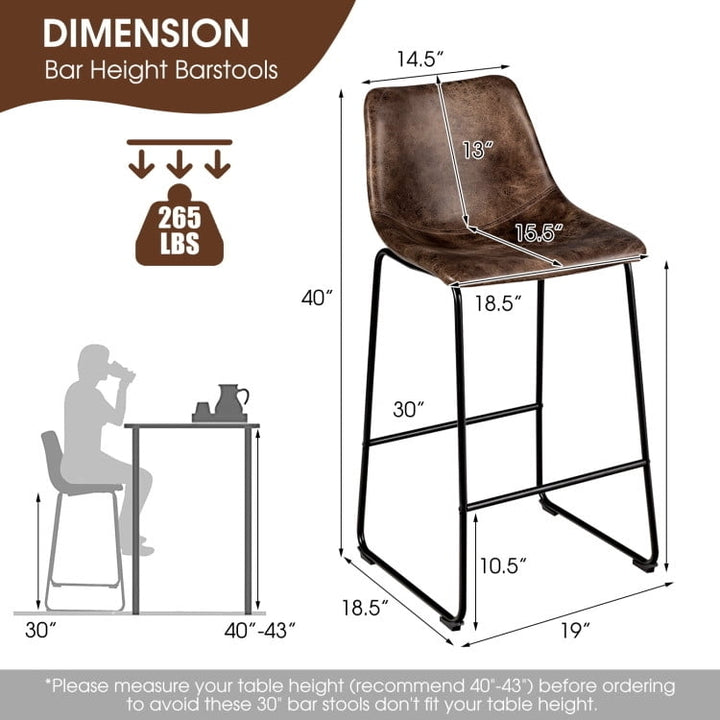 Hommoo Set of 2 Bar Stool Faux Suede Upholstered Chairs-Brown, Bar Height Stools, Bar Stools for Kitchen Island for Image 4