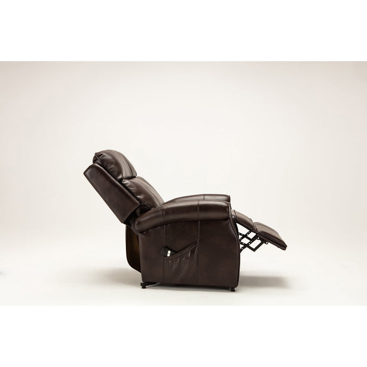 Hommoo Electric Power Lift Chairs Recliner, Faux Leather Upholstered Reclining Lifting Chair, Brown Image 4