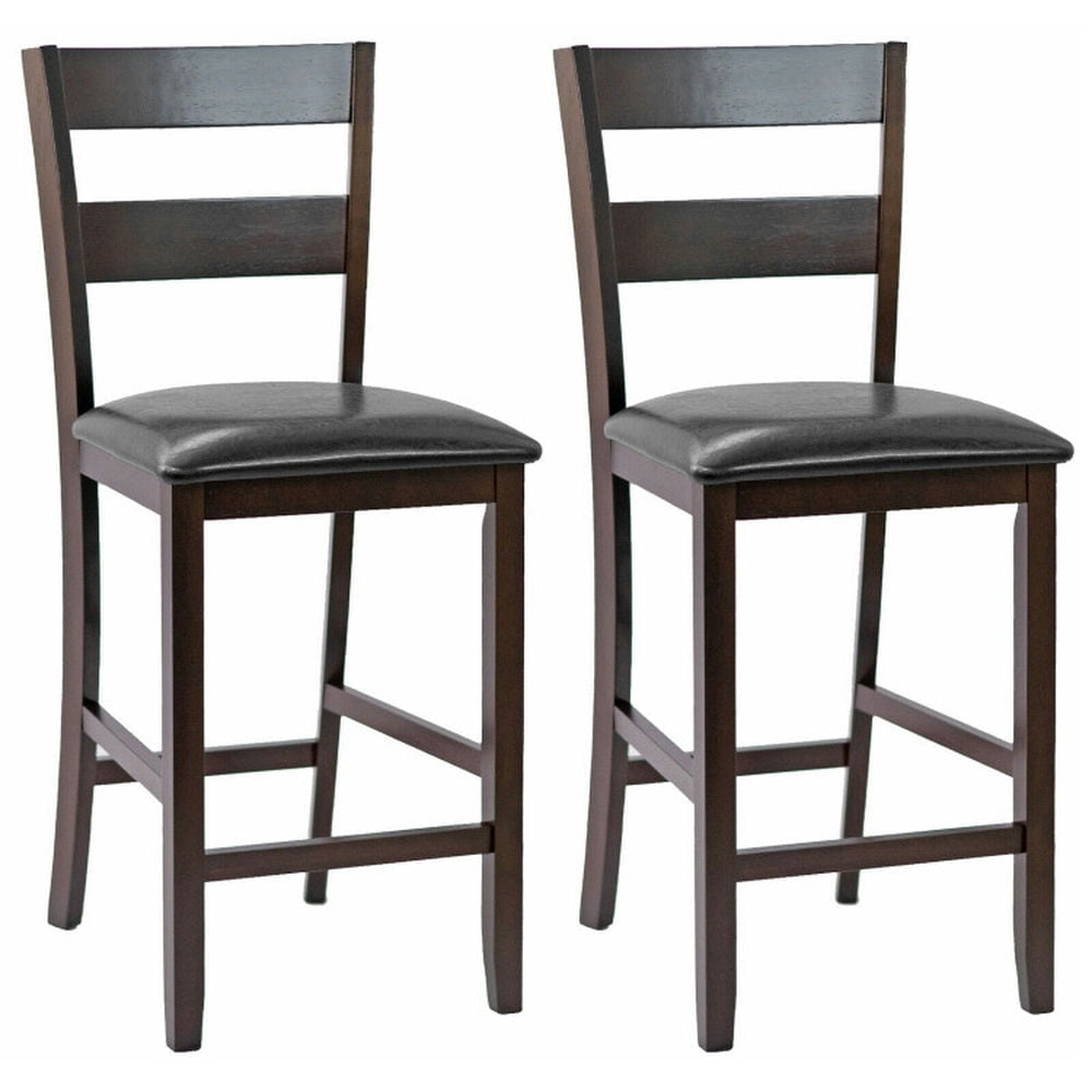 Hommoo 2-Pieces Upholstered Bar Stools Counter Height Chairs with PU Leather Cover, Bar Height Stools, Bar Stools for Image 1