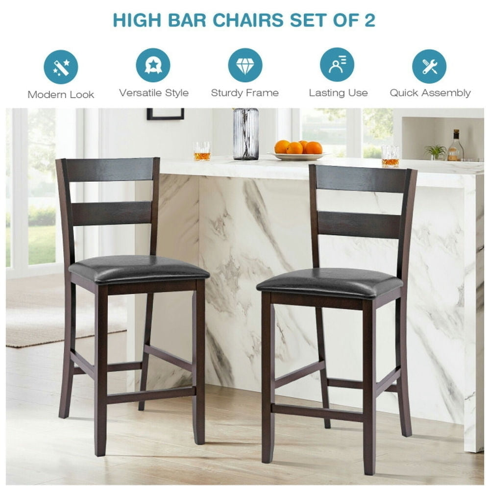 Hommoo 2-Pieces Upholstered Bar Stools Counter Height Chairs with PU Leather Cover, Bar Height Stools, Bar Stools for Image 5