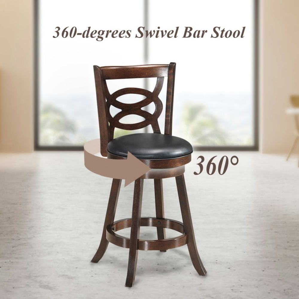 Hommoo Counter Height Upholstered Espresso Swivel Dining Chair with Cushion Seat-24 Inch, Bar Height Stools, Bar Stools Image 5